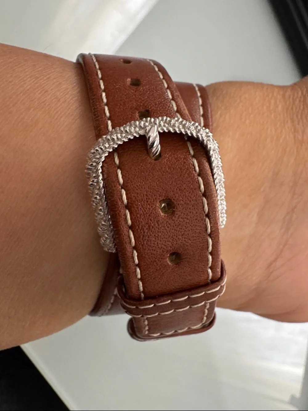 Judith Ripka Silver Rope-Frame Watch - Brown Strap - Picture 10 of 10